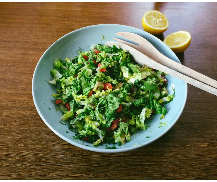 Zapallo italiano, lechuga y pimentón sin gluten