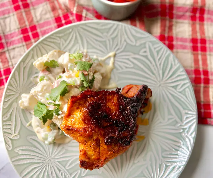 Plateada a la chilena a la parrilla con papas mayo casera