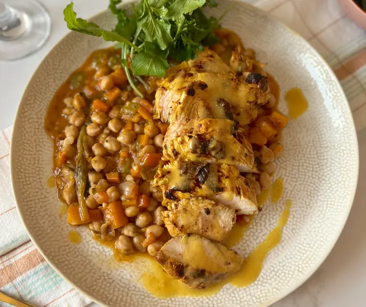 Guiso de garbanzos con pavo
