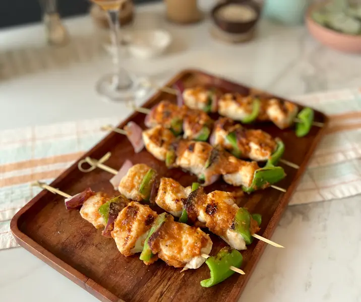 Brocheta de pollo con chimichurri