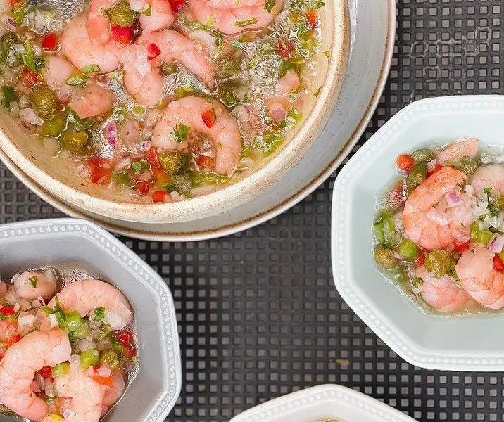 Ceviche de camarones sin gluten
