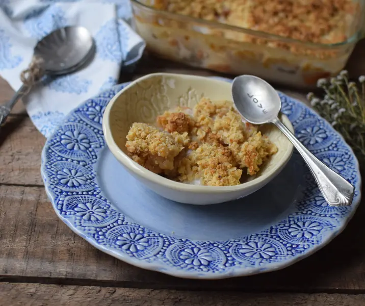 Crumble de peras y plátano