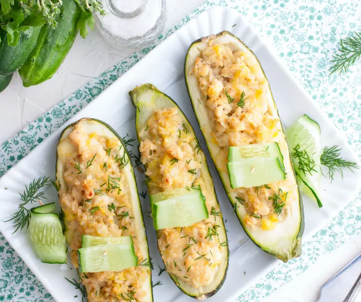Zapallos italianos rellenos con arroz maría ayuda
