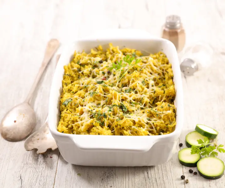 Gratín de mote y verduras