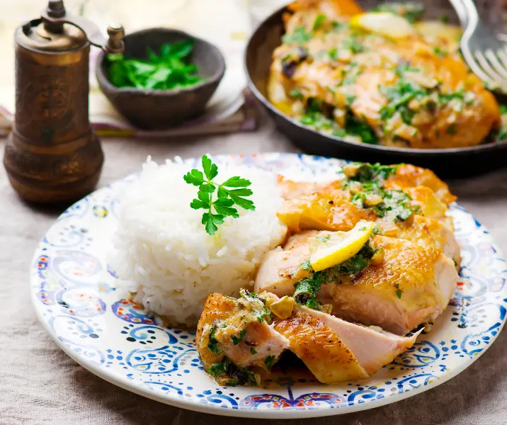 Pollo al limón con ajo y arroz bbb