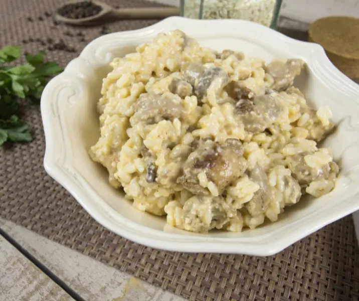 Guiso de arroz con champiñon y queso bbb