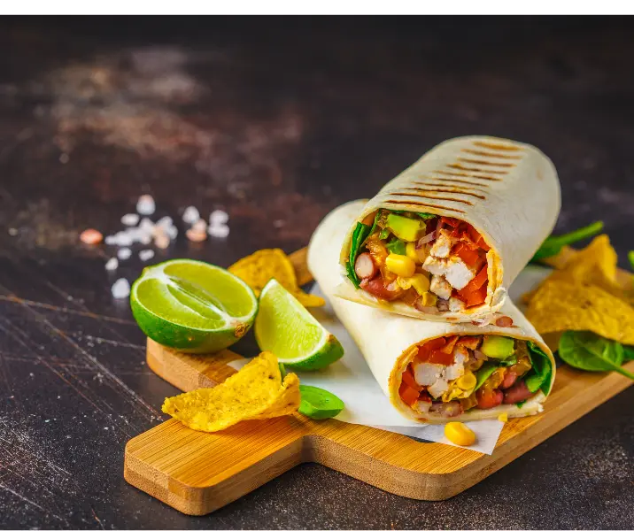 Wraps de tomate, queso y espinaca bbb