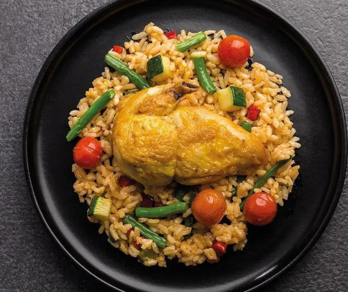 Pollo a la mostaza con arroz árabe bbb