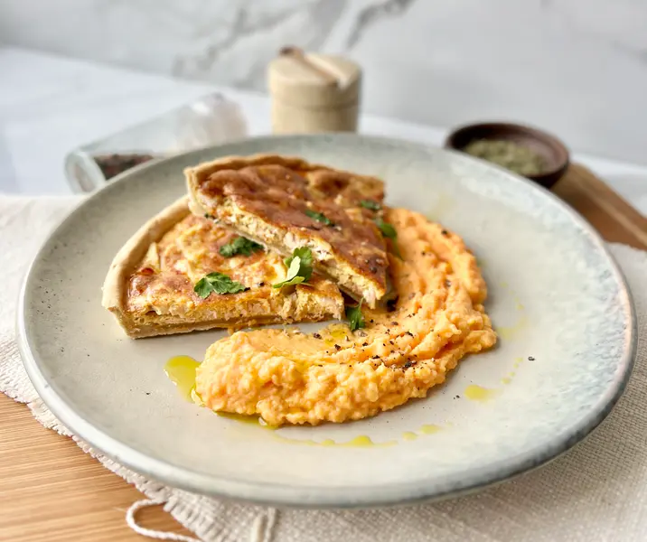 Quiche de pollo con pure de zanahoria y maní