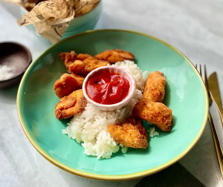 Pollo crispy con arroz sin gluten