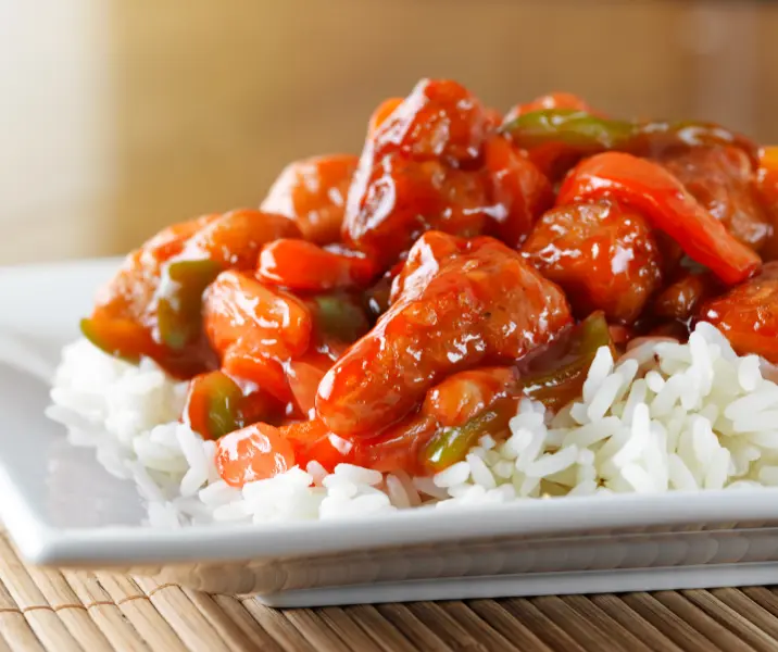 Solomillo agridulce con arroz sin gluten