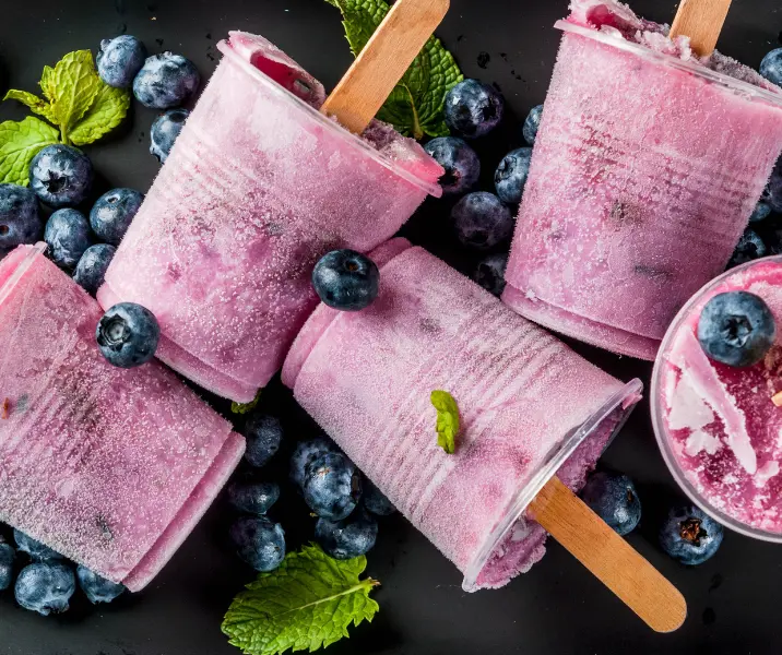 Helado casero de arándanos sin gluten