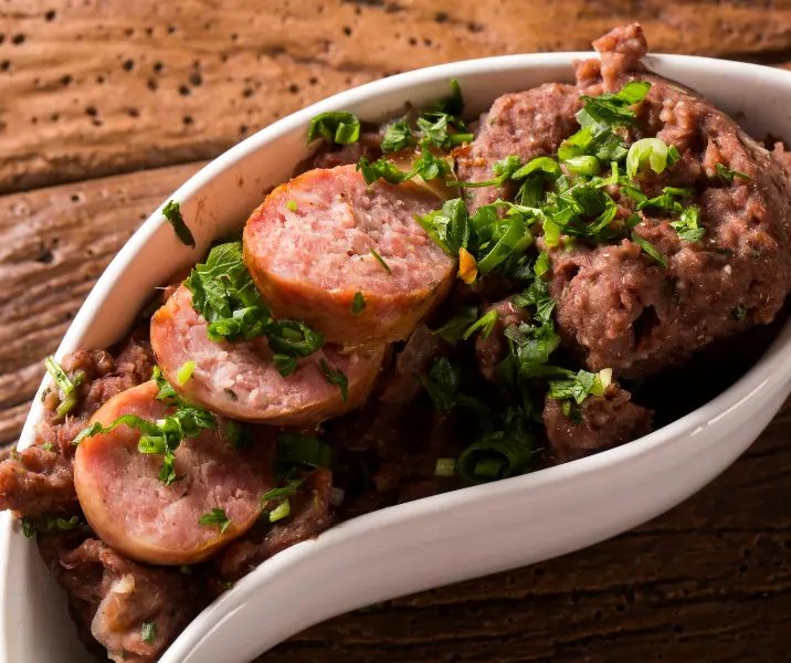 Puré de porotos con longaniza sin gluten