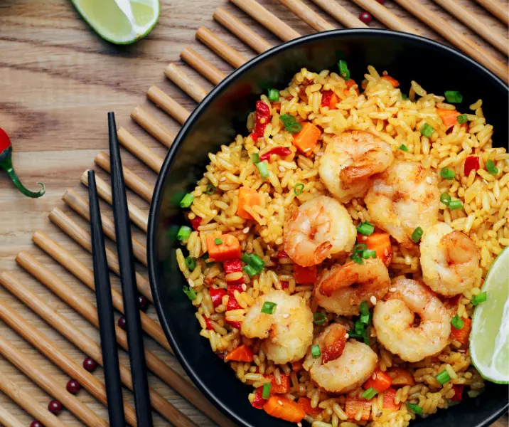 Arroz con camarones sin gluten