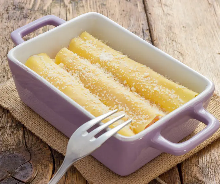 Canelones con champiñones y jamón sin gluten