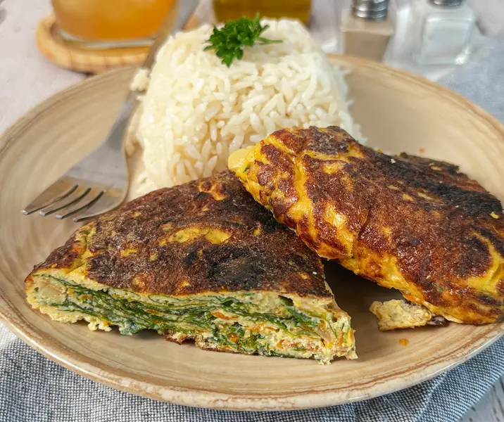Tortilla de acelga con arroz