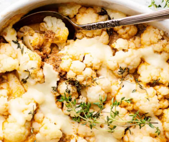 Coliflor gratinada con carne al estilo italiano thermomix