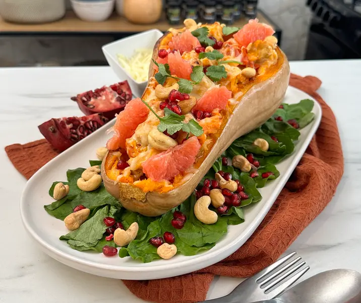 Cubitos de pavo con zapallo butternut