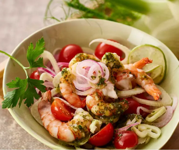 Ensalada siciliana con camarones thermomix