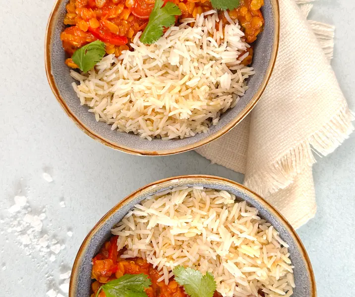 Arroz con curry de lentejas rojas