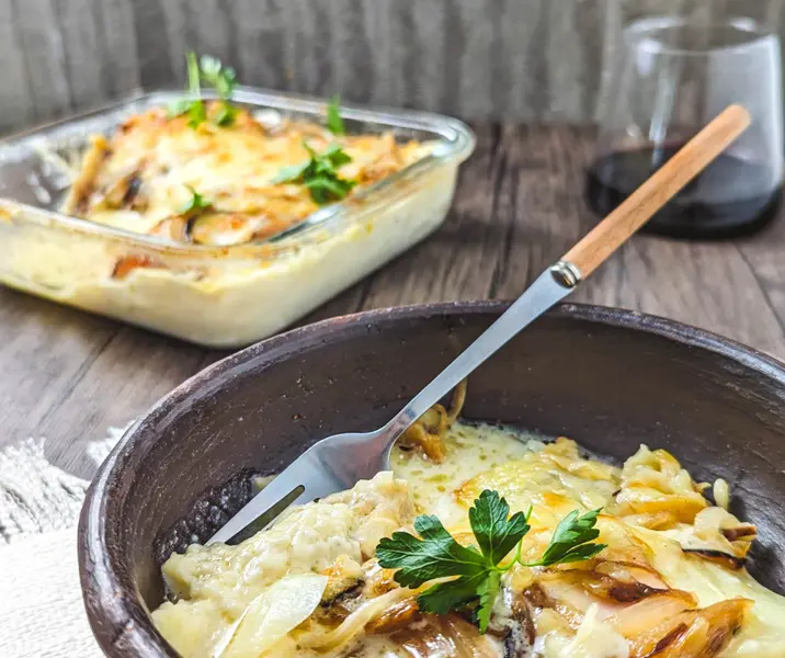 Milhoja de papas con pechuga de pavo