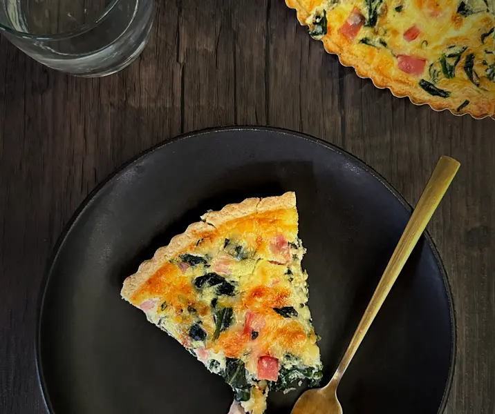 Quiche de espinaca y jamón