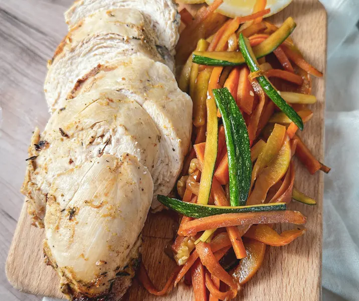 Pechuga de pollo con limón, ajo y mostaza air fryer