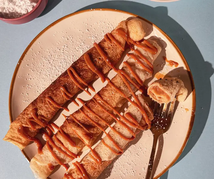 Panqueques con manjar sin gluten