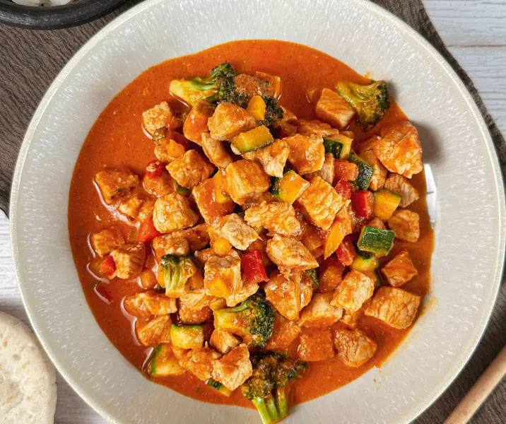 Lomo de cerdo al curry con arroz basmati