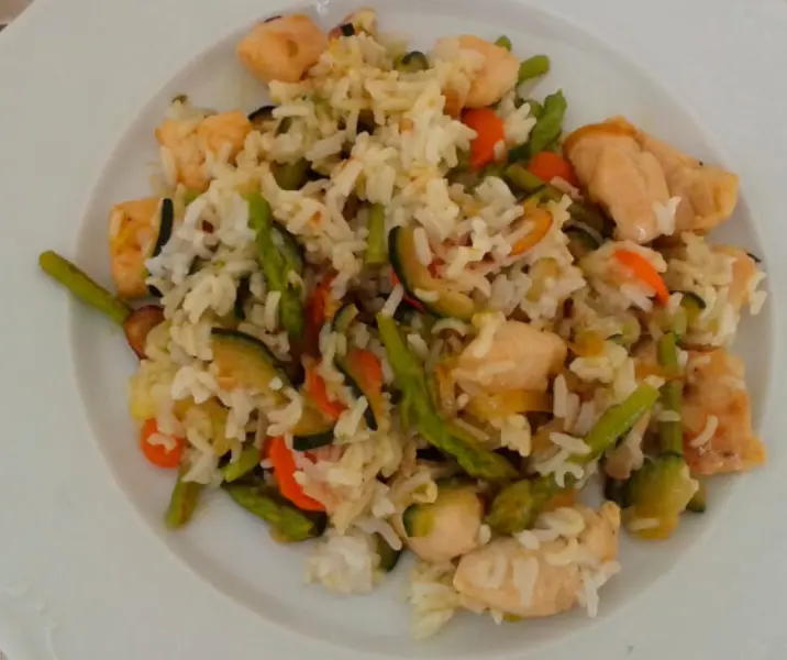 Arroz basmati con pollo y verduras thermomix