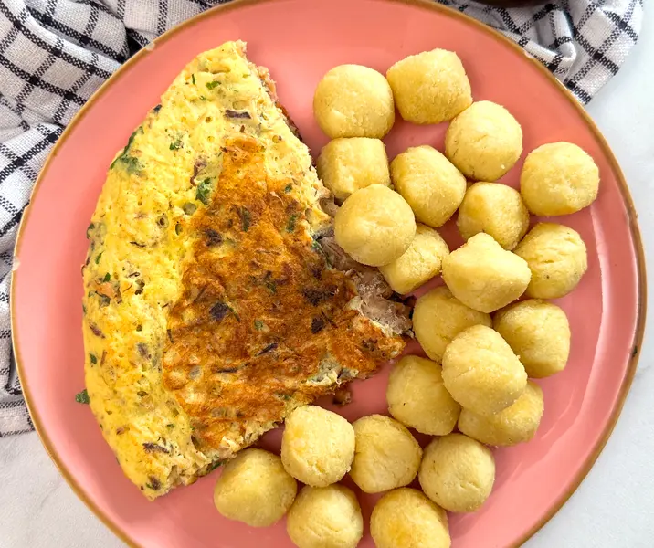 Tortilla de jurel con papas duquesas