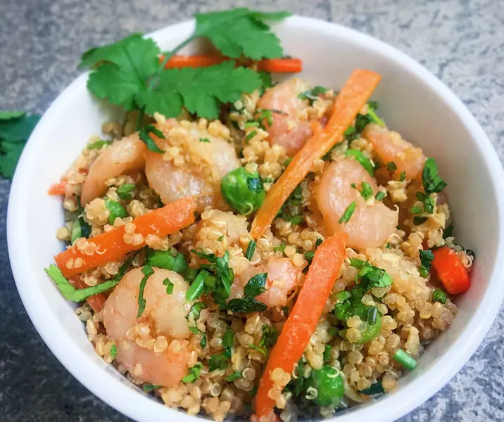 Quínoa con camarones